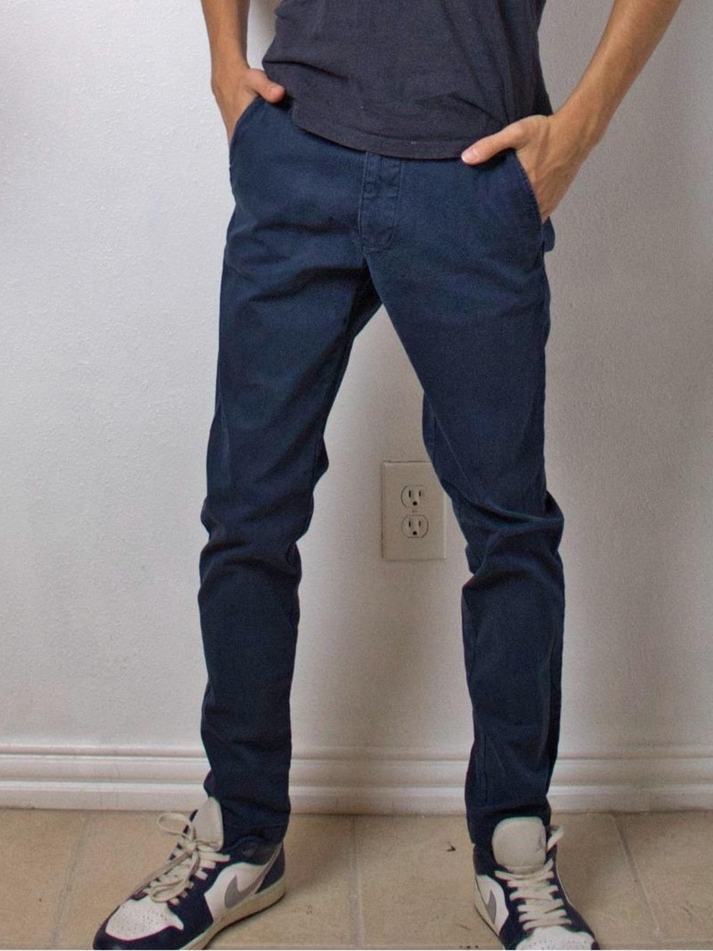Zara Men's Slim Fit Navy Pants - Casual Everyday Trousers